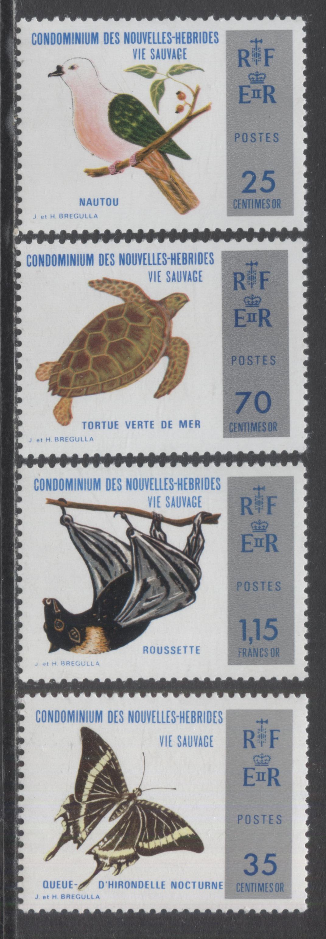 Lot 71 New Hebrides SC#202-205 1974 Nature Conservation Issue, A VFNH Range Of Singles, 2017 Scott Cat. $24.5 USD, Click on Listing to See ALL Pictures