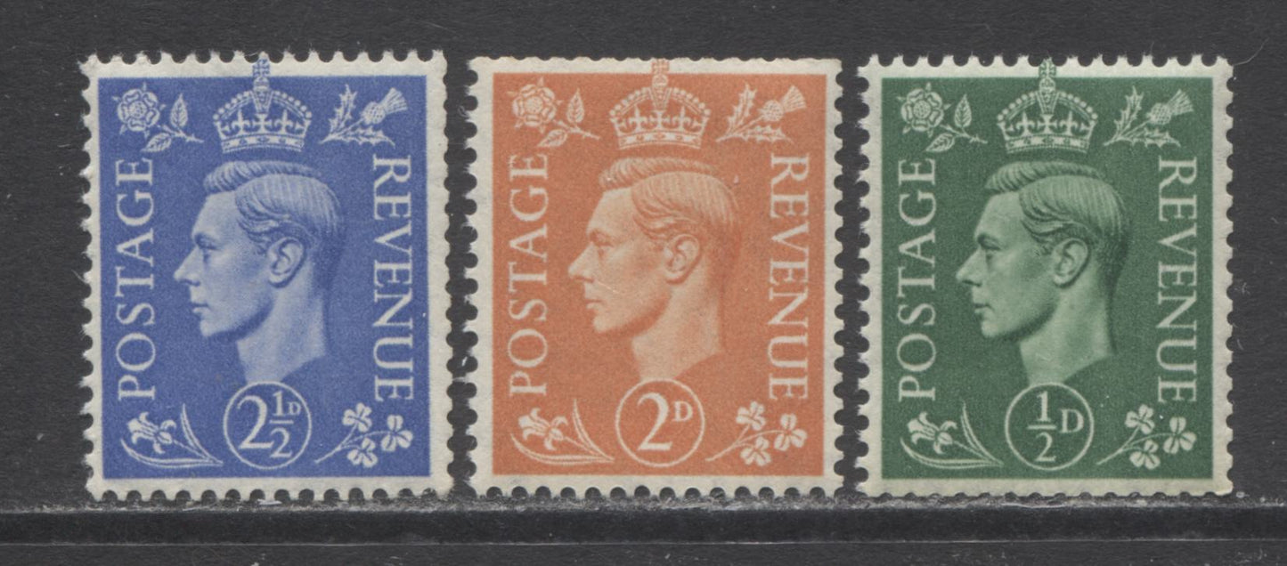 Lot 73 Great Britain SC#258var/262var 1941-1942 King George VI Definitives, A F/VFNH Range Of Booklet Singles, Inverted Watermark, 2017 Scott Cat. $8 USD, Click on Listing to See ALL Pictures