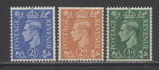 Lot 73 Great Britain SC#258var/262var 1941-1942 King George VI Definitives, A F/VFNH Range Of Booklet Singles, Inverted Watermark, 2017 Scott Cat. $8 USD, Click on Listing to See ALL Pictures