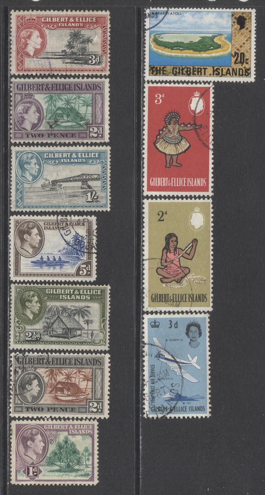 Lot 73 Gilbert & Ellice Islands SC#40/279 1939-1975 Commemoratives & Definitives, A VFNH/OG and Used Range Of Singles, 2017 Scott Cat. $19.35 USD, Click on Listing to See ALL Pictures