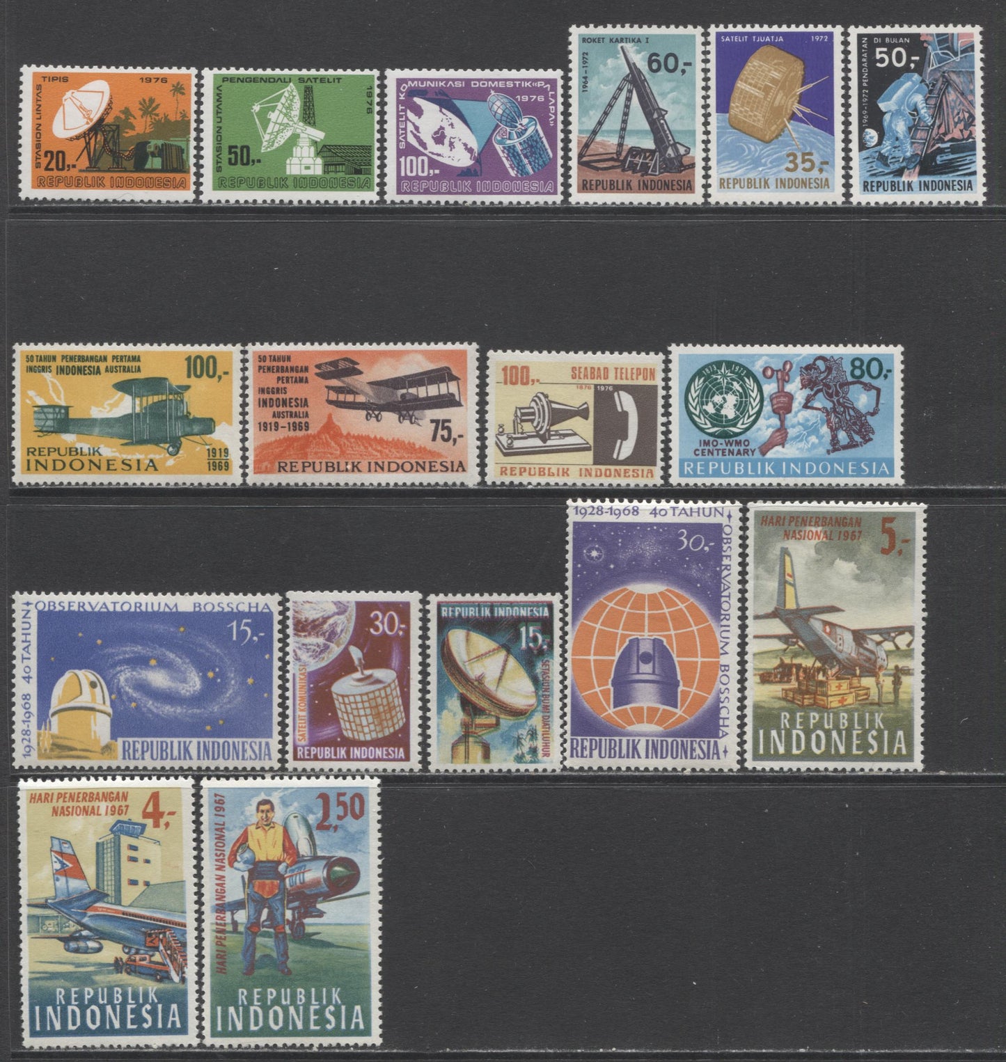 Lot 74 Indonesia SC#721/977 1964-1976 Commemoratives, A VFNH/OG Range Of Singles, 2017 Scott Cat. $23.95 USD, Click on Listing to See ALL Pictures