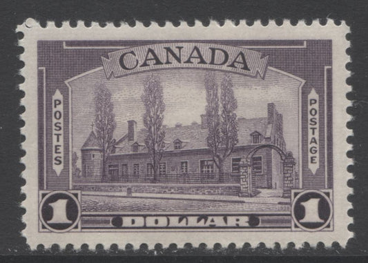 Lot 75 Canada #245 $1 Dull Violet Chateau De Ramezay, 1938 Pictorial Issue, A VFOG Single On Horizontal Ribbed Paper With Deep Cream Gum