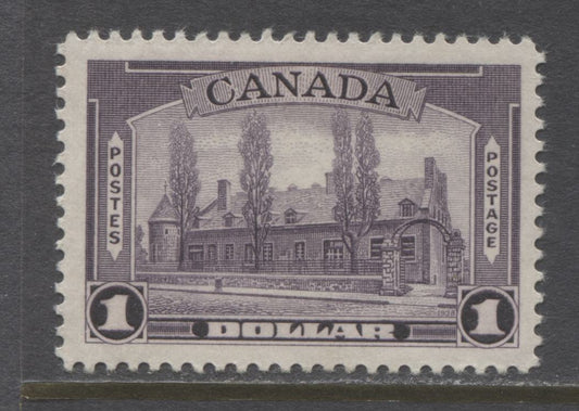 Lot 76 Canada #245i $1 Aniline Violet Chateau De Ramezay, 1938 Pictorial Issue, A VFLH Single On Vertical Wove Paper With Crackly White Gum