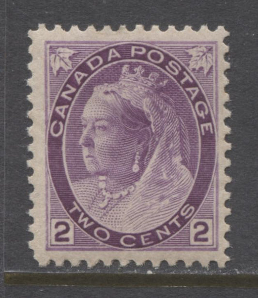 Lot 77 Canada #76a 2c Purple Queen Victoria, 1898-1902 Numeral Issue, A VFOG Single On Thick Paper