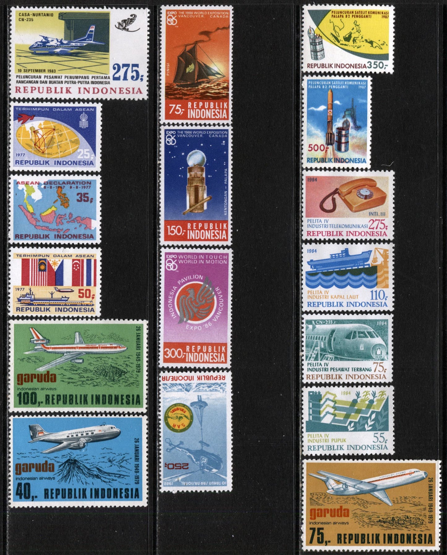 Lot 78 Indonesia SC#1006/1314 1977-1987 Commemoratives, A VFNH Range Of Singles, 2017 Scott Cat. $23.5 USD, Click on Listing to See ALL Pictures