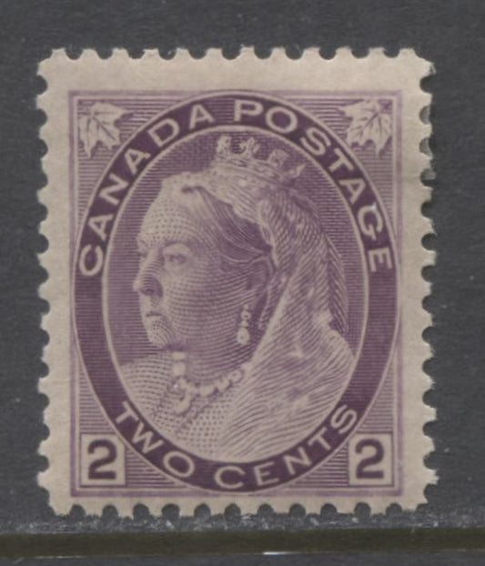Lot 78 Canada #76a 2c Deep Purple (Violet) Queen Victoria, 1898-1902 Numeral Issue, A Fine OG Single On Thick Paper