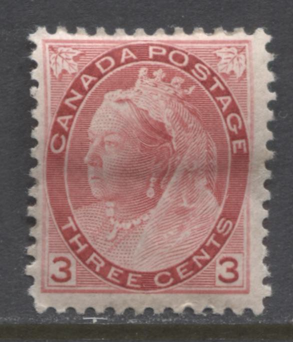 Lot 80 Canada #78 3c Carmine Queen Victoria, 1898-1902 Numeral Issue, A Very Good OG Single