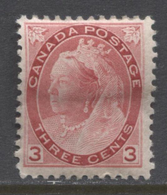 Lot 80 Canada #78 3c Carmine Queen Victoria, 1898-1902 Numeral Issue, A Very Good OG Single