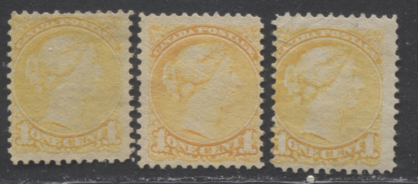 Lot 80 Canada #35 1c Lemon Yellow and Yellow Queen Victoria, 1870-1897 Small Queen Issue, Good, VG and Fine Unused Examples Second Ottawa, Various Perfs, Soft Horizontal Wove