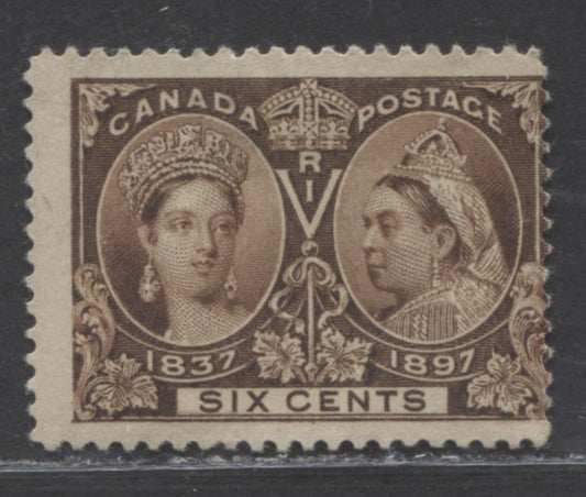 Lot 82 Canada #55 6c Dark Yellow Brown Queen Victoria, 1897 Diamond Jubilee Issue, A Good OG Example