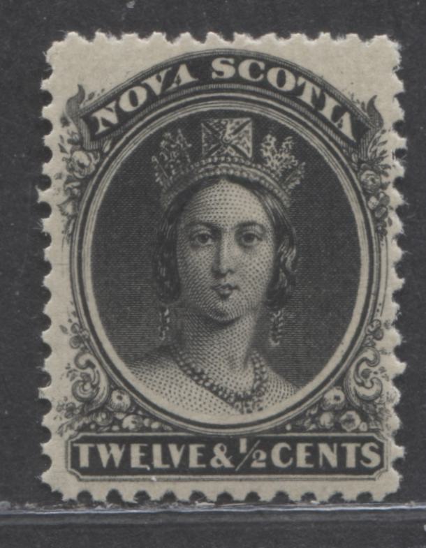Lot 82 Nova Scotia #13a 12.5c Black Queen Victoria, 1860-1863 First Cents Issue, A VFNH Single On White Paper, Perf 11.75