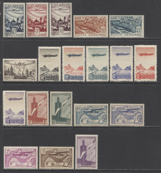 Lot 82 French Morocco SC#C20-C39 1939-1948 Air Mails, A VFNH & LH Range Of Singles, 2017 Scott Cat. $29 USD, Click on Listing to See ALL Pictures