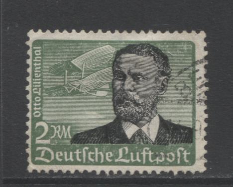 Lot 82 Germany SC#C55 1934 Otto Lilienthal Issue, A Fine CDS Used Example Of The 2m Green & Black. Perf 13.5 x 13, Watermarked. 2017 Scott Cat $17.50 USD