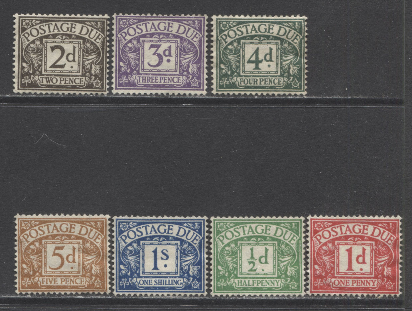 Lot 83 Great Britain SC#J20/J27 1936-1939 Postage Dues With GVI Block Watermark, A F/VF Unused Range Of Singles, 2017 Scott Cat. $15 USD, Click on Listing to See ALL Pictures