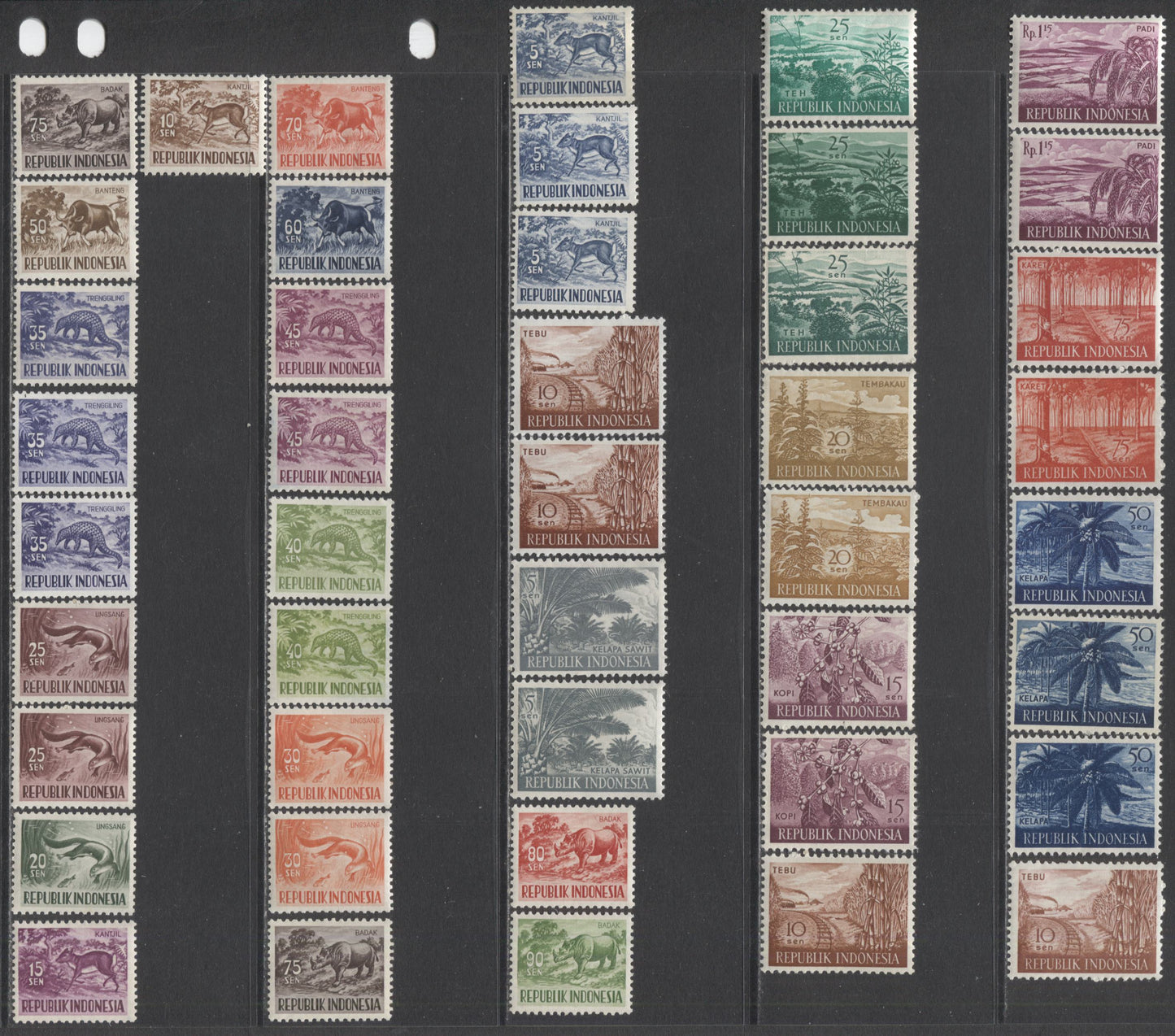 Lot 84 Indonesia SC#424/501 1956-1960 Animal & Crop Definitives, A VFLH/NH Range Of Singles, 2017 Scott Cat. $17.9 USD, Click on Listing to See ALL Pictures