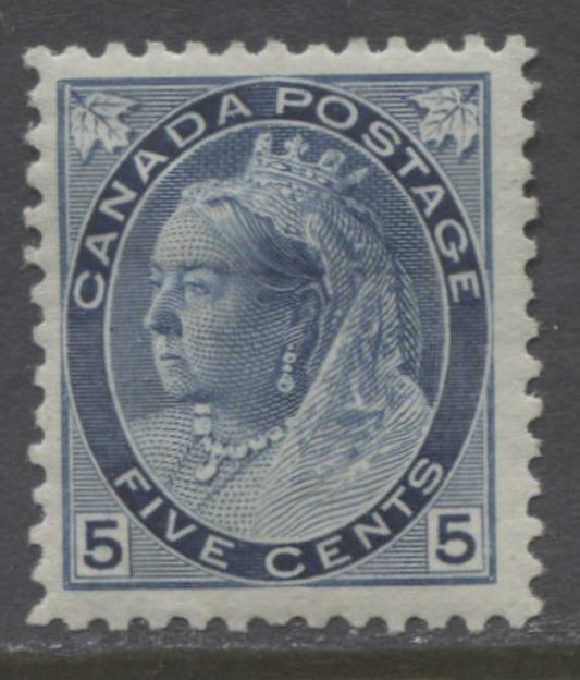 Lot 84 Canada #79b 5c Dark Blue (Blue) Queen Victoria, 1898-1902 Numeral Issue, A Fine OG Single On Light Blue Horizontal Wove Paper