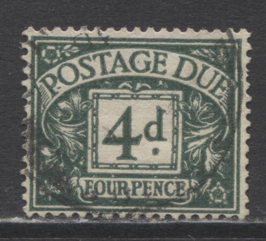 Lot 84A Great Britain SC#J22 4d Slate Green 1936-1937 Postage Dues With E8R Watermark, A Fine Used Example, Click on Listing to See ALL Pictures
