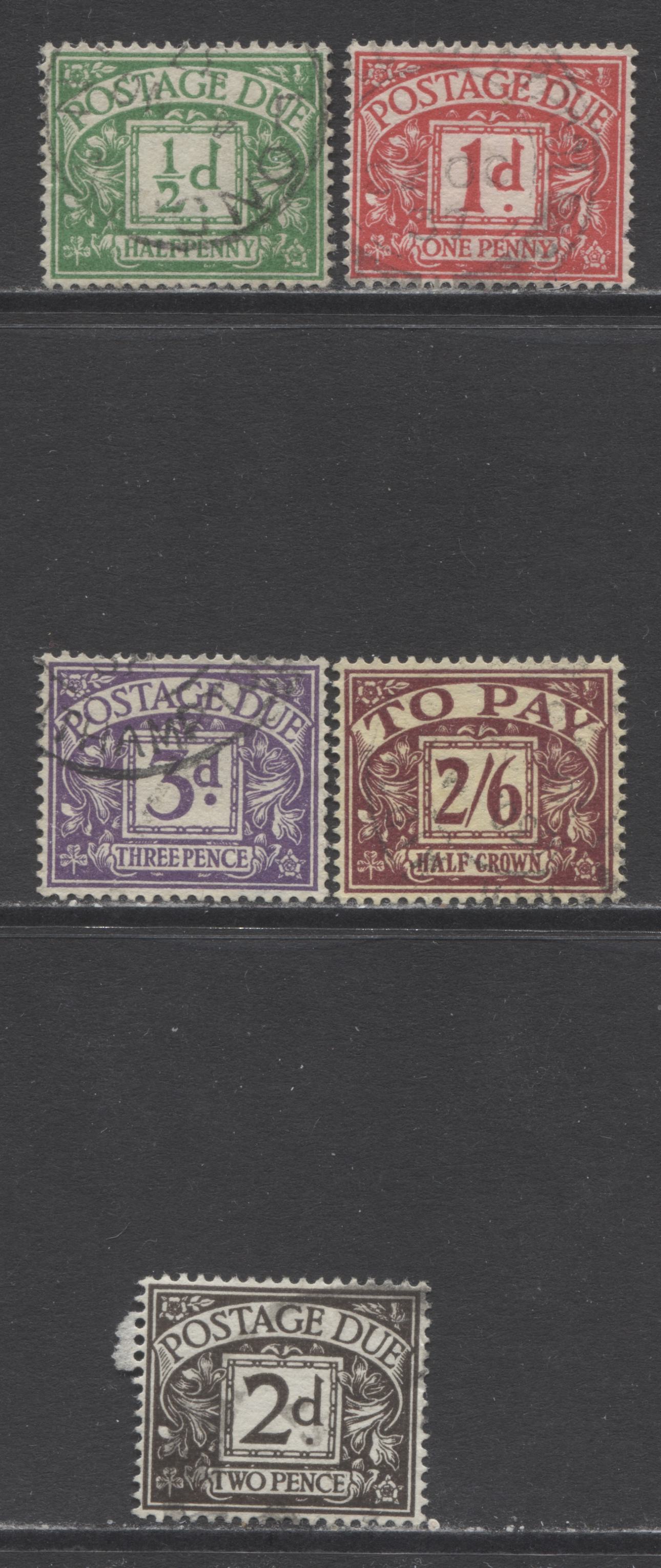 Lot 85 Great Britain SC#J18/J25 1936-1937 Postage Dues With E8R Watermark, A F/VF Used Range Of Singles, 2017 Scott Cat. $38.15 USD, Click on Listing to See ALL Pictures