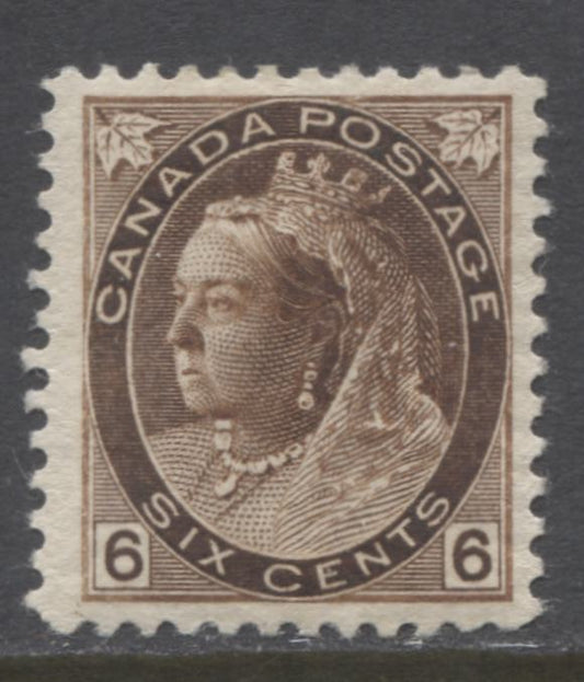Lot 85 Canada #80 6c Brown Queen Victoria, 1898-1902 Numeral Issue, A VFOG Single On Horizontal Wove Paper