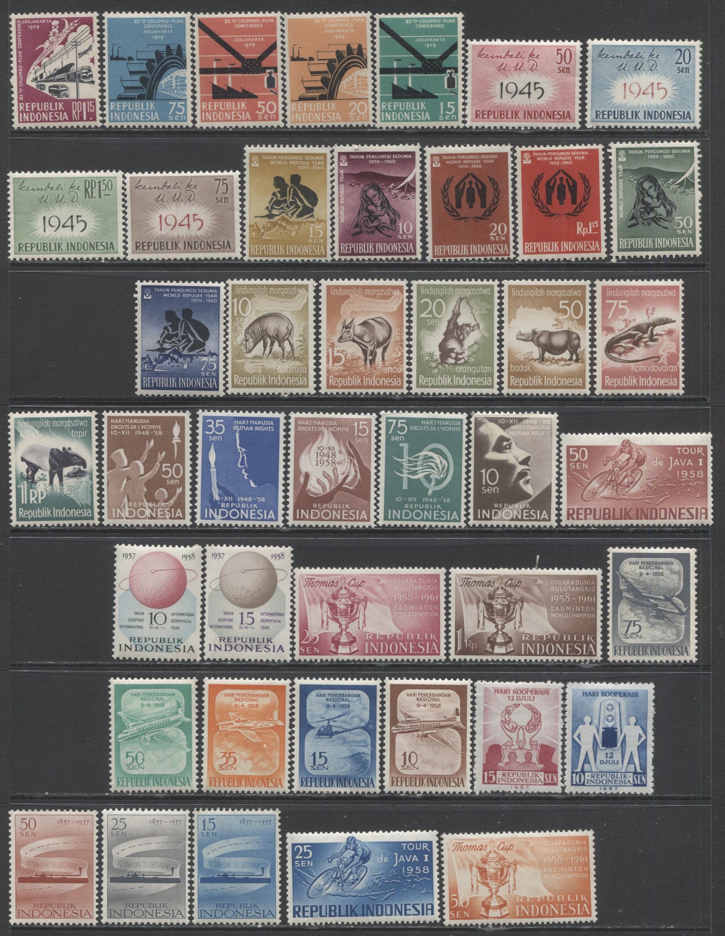 Lot 85 Indonesia SC#436/493 1957-1960 Commemoratives, A F/VFLH & NH Range Of Singles, 2017 Scott Cat. $16.95 USD, Click on Listing to See ALL Pictures