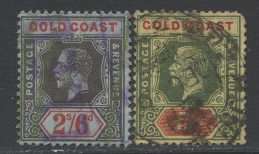 Lot 86 Gold Coast SC#77/93 1913-1925 King George V Multiple Crown CA and Script CA Imperium Keyplates, A VG/F Used Range Of Singles, 2017 Scott Cat. $15 USD, Click on Listing to See ALL Pictures
