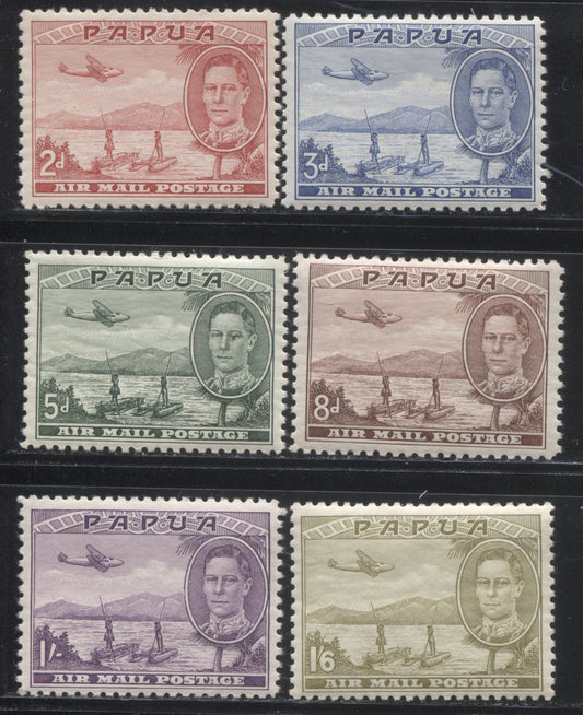Lot 86 Australia - Papua SG#163-168 1939-1941 King George VI Airmail Issue, A Complete VFNH Set, SG Cat. 63.00 GBP = $107.10