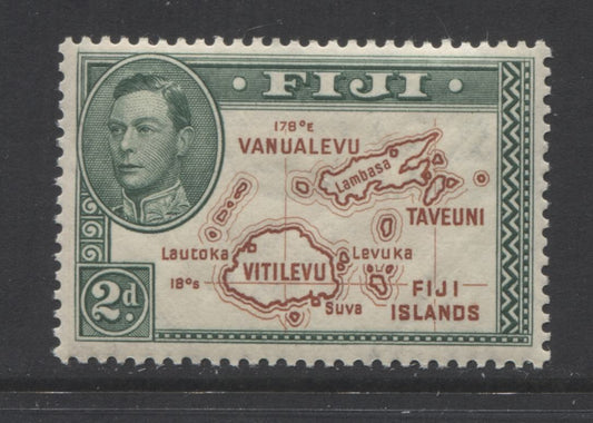 Lot 86 Fiji SG#253 1938-1952 Pictorial Definitive Issue, a VFNH Example of the 1938 Printing of the 2d Die 1, SG. Cat 40 GBP = $68.80