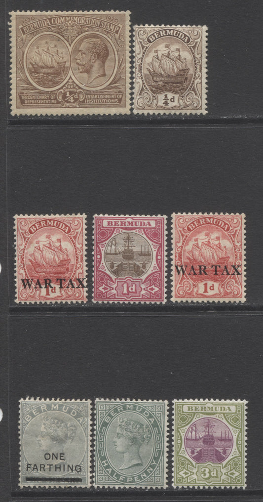 Lot 86 Bermuda SC#18/55 1883-1920 Commemorative and Definitive Issues, A Fine OG and VFOG Range Of Singles, 2017 Scott Cat. $36.1 USD, Click on Listing to See ALL Pictures