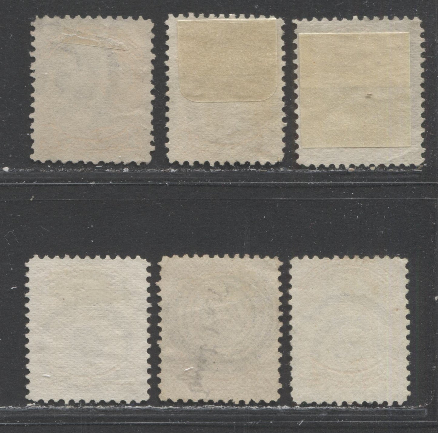 Lot 86 Canada #35i 1c Yellow and Lemon Yellow Queen Victoria, 1870-1897 Small Queen Issue, Six Fine Used Examples Montreal, Various Perfs, Soft and Stout Horizontal Wove and Soft Vertical Wove, All With Clear Target and Bullseye Cancels