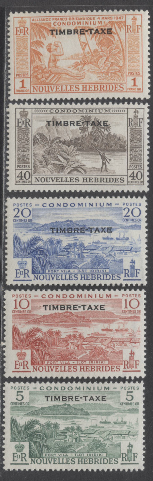 Lot 87 New Hebrides SC#J21-J25 1957 Postage Dues, A VFNH Range Of Singles, 2017 Scott Cat. $27.25 USD, Click on Listing to See ALL Pictures