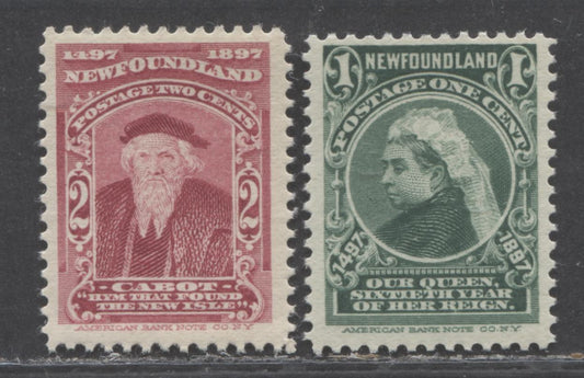 Lot 87 Newfoundland #61-62 1c Green & 2c Lake 1897 John Cabot Issue, Two Fine NH Singles