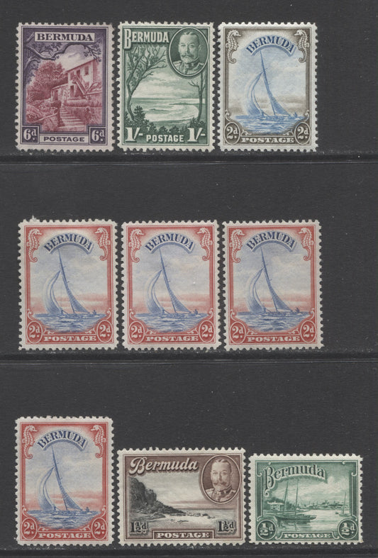 Lot 87 Bermuda SC#105/113 1936-1940 King George V & VI Pictorial Definitives, A Fine OG and VFOG Range Of Singles, 2017 Scott Cat. $66.5 USD, Click on Listing to See ALL Pictures