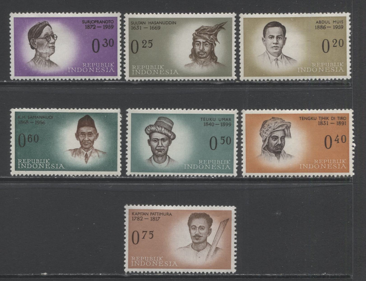 Lot 87 Indonesia SC#523/599 1961-1963 Commemoratives, A VFNH/LH Range Of Singles, 2017 Scott Cat. $16.35 USD, Click on Listing to See ALL Pictures