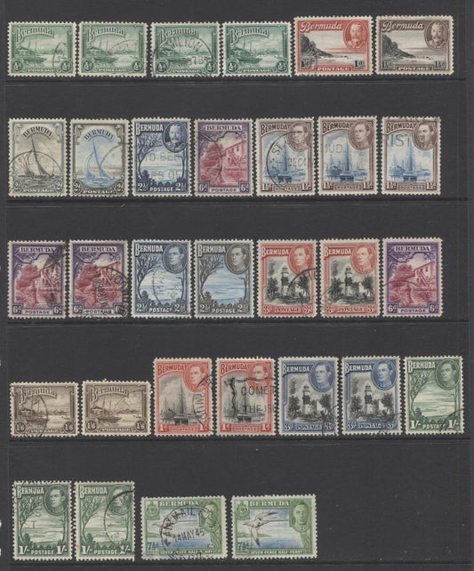 Lot 88 Bermuda SC#105/122 1936-1952 King George V & VI Pictorial Definitives, A Fine Used and VF Used Range Of Singles, 2017 Scott Cat. $38.2 USD, Click on Listing to See ALL Pictures