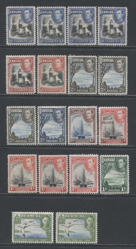 Lot 89 Bermuda SC#118/129 1938-1952 King George VI Pictorial Definitives, A Fine OG and VFOG Range Of Singles, 2017 Scott Cat. $87.45 USD, Click on Listing to See ALL Pictures