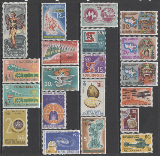Lot 89 Indonesia SC#721/779 1967-1968 Commemoratives, A VFLH/NH Range Of Singles, 2017 Scott Cat. $18.15 USD, Click on Listing to See ALL Pictures