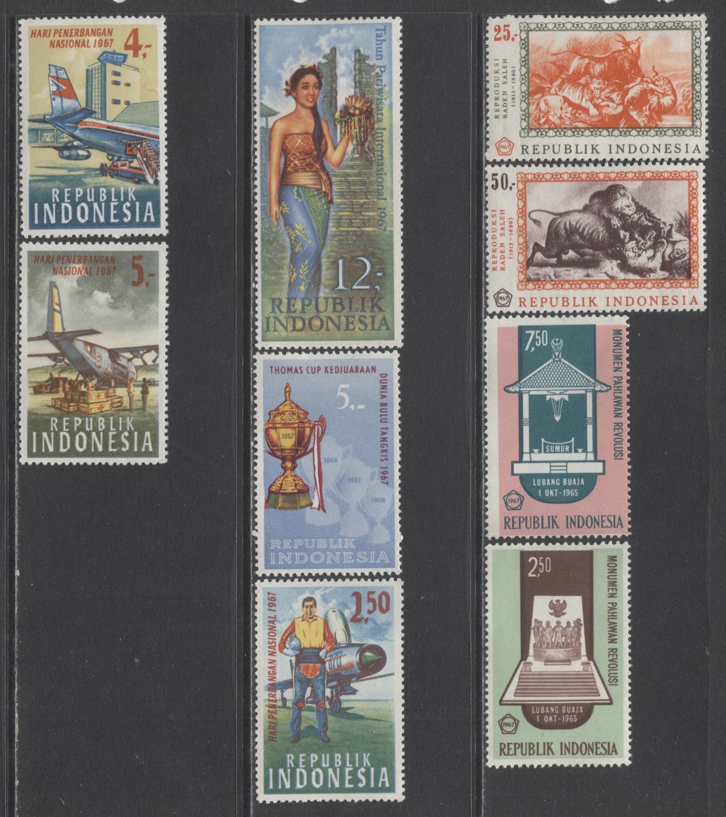 Lot 89 Indonesia SC#721/779 1967-1968 Commemoratives, A VFLH/NH Range Of Singles, 2017 Scott Cat. $18.15 USD, Click on Listing to See ALL Pictures