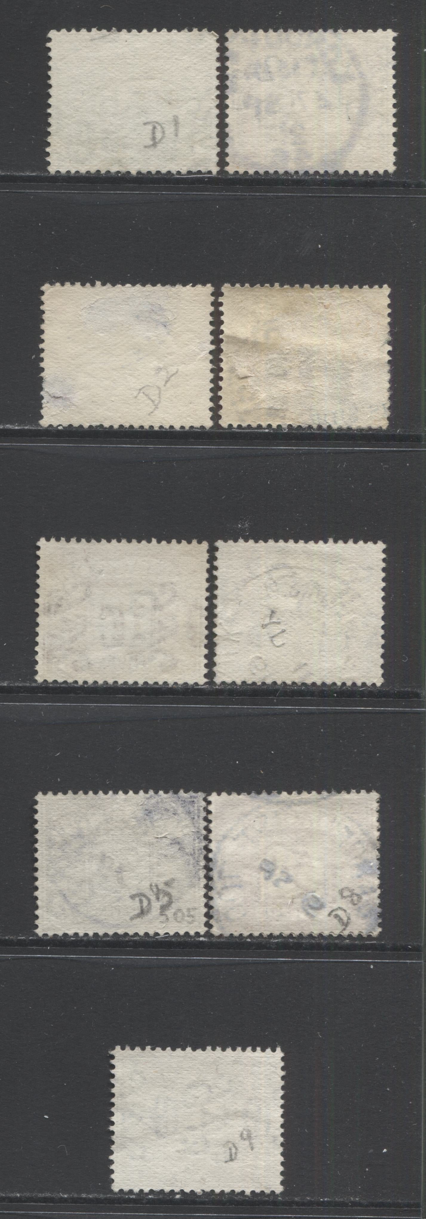 Lot 89 Great Britain SC#J1-J8 1914-1922 Postage Dues With Royal Cypher Watermark, A F/VF Used Range Of Singles, 2017 Scott Cat. $37.55 USD, Click on Listing to See ALL Pictures