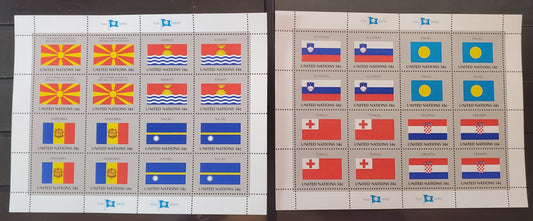 Lot 89 United Nations SC#795-802 2001 Flag Issue, On DF/DF Paper, 2 VFNH Sheets Of 16, Click on Listing to See ALL Pictures, 2017 Scott Cat.  $67.5 USD