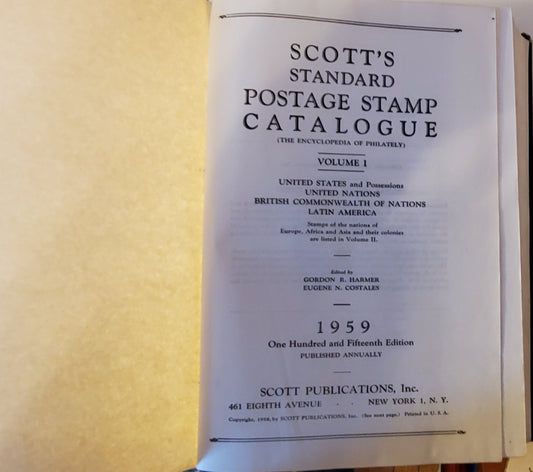 Lot 9 - 1959 Scott Volume 1 Hardbound Catalogue