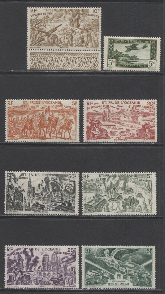 Lot 90 French Polynesia SC#C1/C16 1934-1946 Air Mails, A VFOG Range Of Singles, 2017 Scott Cat. $20.35 USD, Click on Listing to See ALL Pictures