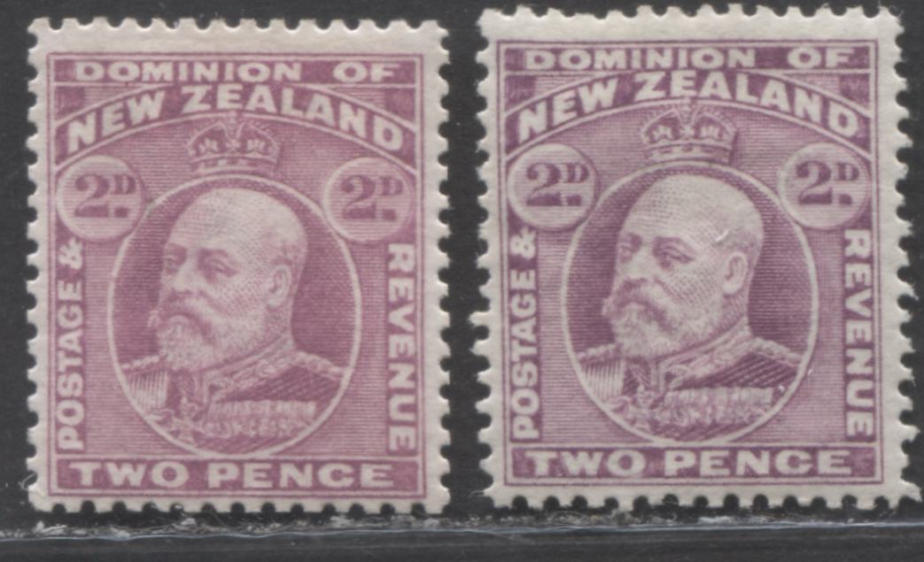 Lot 90 New Zealand SC#132 2d Mauve & Deep Mauve, Perf 14 x 14.5 1909-1916 King Edward VII Definitive Issue, A VFOG Example, 2022 Scott Classic $50 USD, Click on Listing to See ALL Pictures