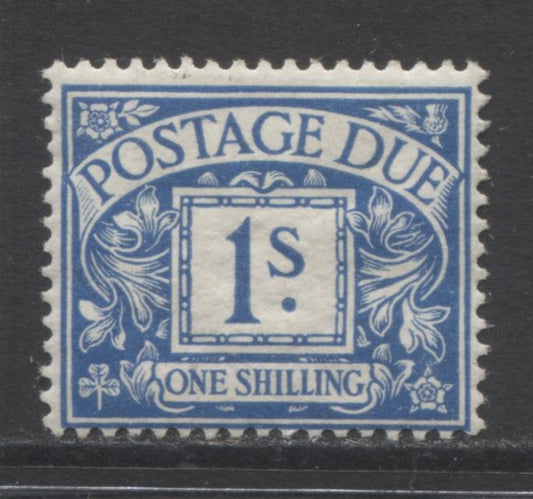 Lot 90 Great Britain SC#J8a 1/- Deep Bright Blue 1914-1922 Postage Dues With Royal Cypher Watermark, A FOG Example, Click on Listing to See ALL Pictures
