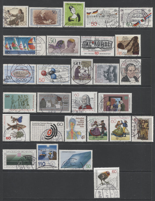 Lot 90 Germany SC#1341-1381 1981-1982 Commemoratives, A VF Used Range Of Singles, 2017 Scott Cat. $12.6 USD, Click on Listing to See ALL Pictures