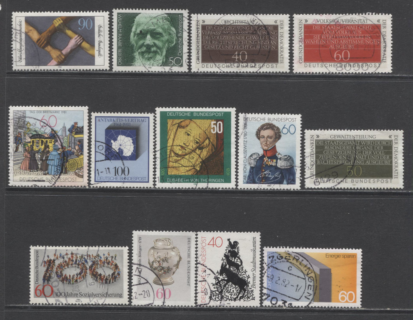 Lot 90 Germany SC#1341-1381 1981-1982 Commemoratives, A VF Used Range Of Singles, 2017 Scott Cat. $12.6 USD, Click on Listing to See ALL Pictures