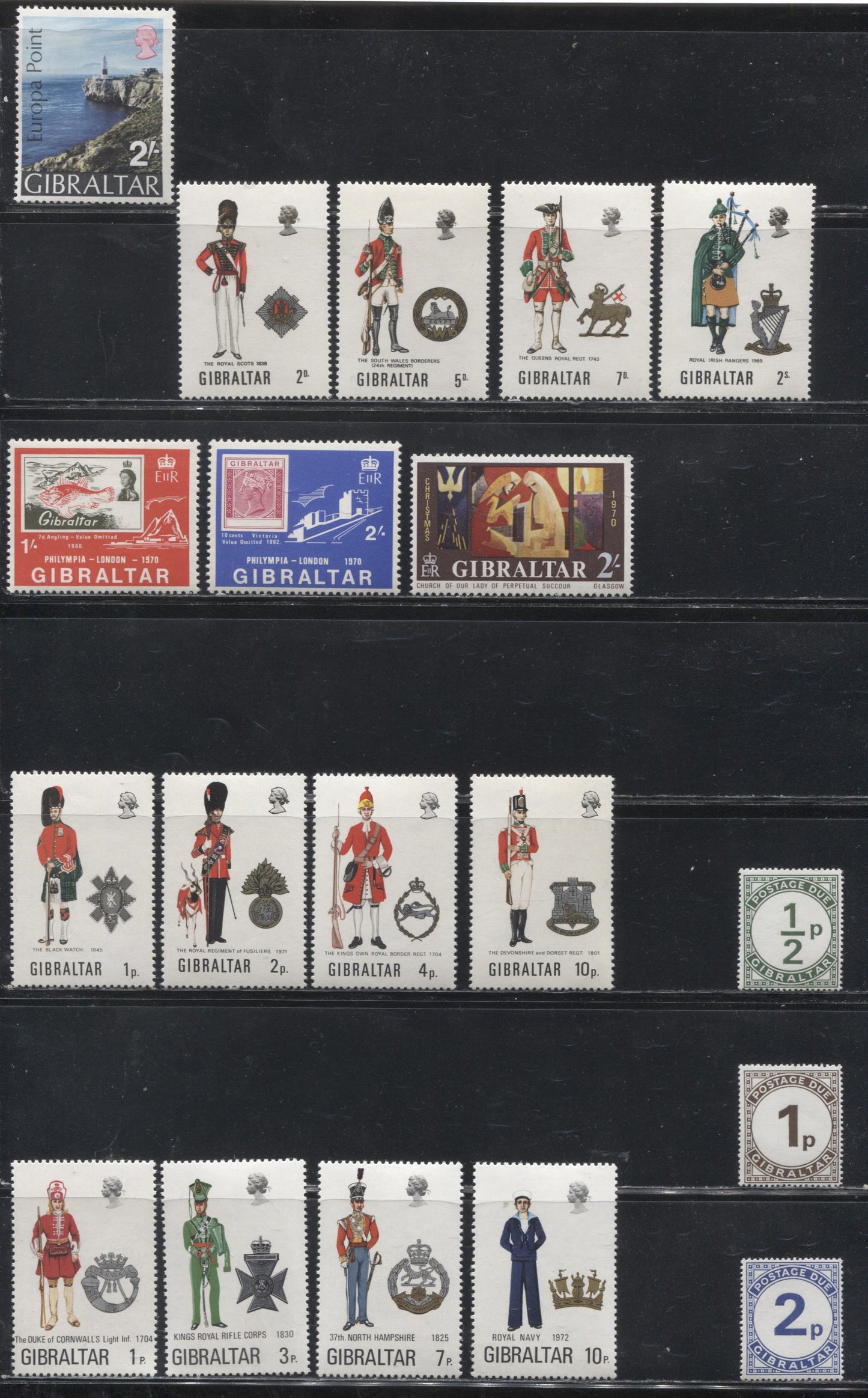 Lot 9 Gibraltar SC #233/333, J4-J6 1970-1975 Group of 11 Sets, All VFNH