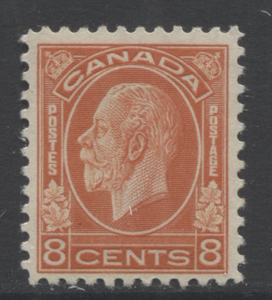 Lot 9 Canada #200 8c Red Orange King George V, 1932 Medallion Issue, A VFOG Single With Mottled Cream Gum