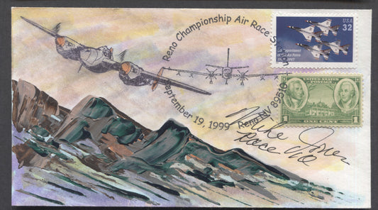 Lot 9 United States #785, 3167 1c Green & 32c Multicoloured 1936 Army Issue and 1997 Air Force Issue, Used on Beautiful Hand Painted Souvenir Cover
