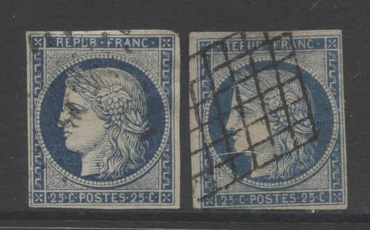 Lot 9 France SC#6-6a 1849-1850 Ceres Issue, A Good-Very Good Used Range Of Singles, 2017 Scott Cat. $10 USD, Click on Listing to See ALL Pictures