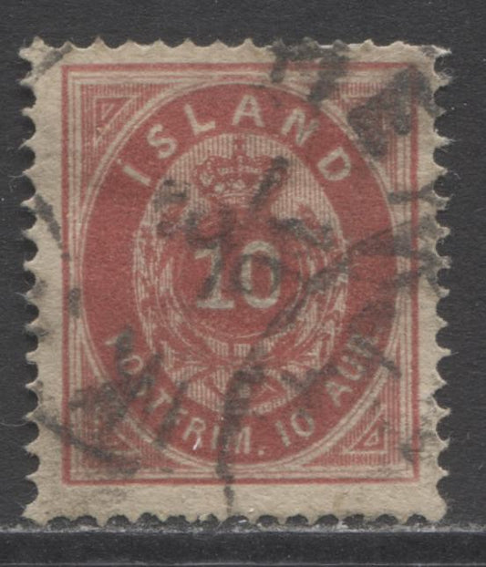 Lot 9 Iceland SC#11 10a Red 1876 Numeral and Crown Definitives, A Fine Used Example, Click on Listing to See ALL Pictures
